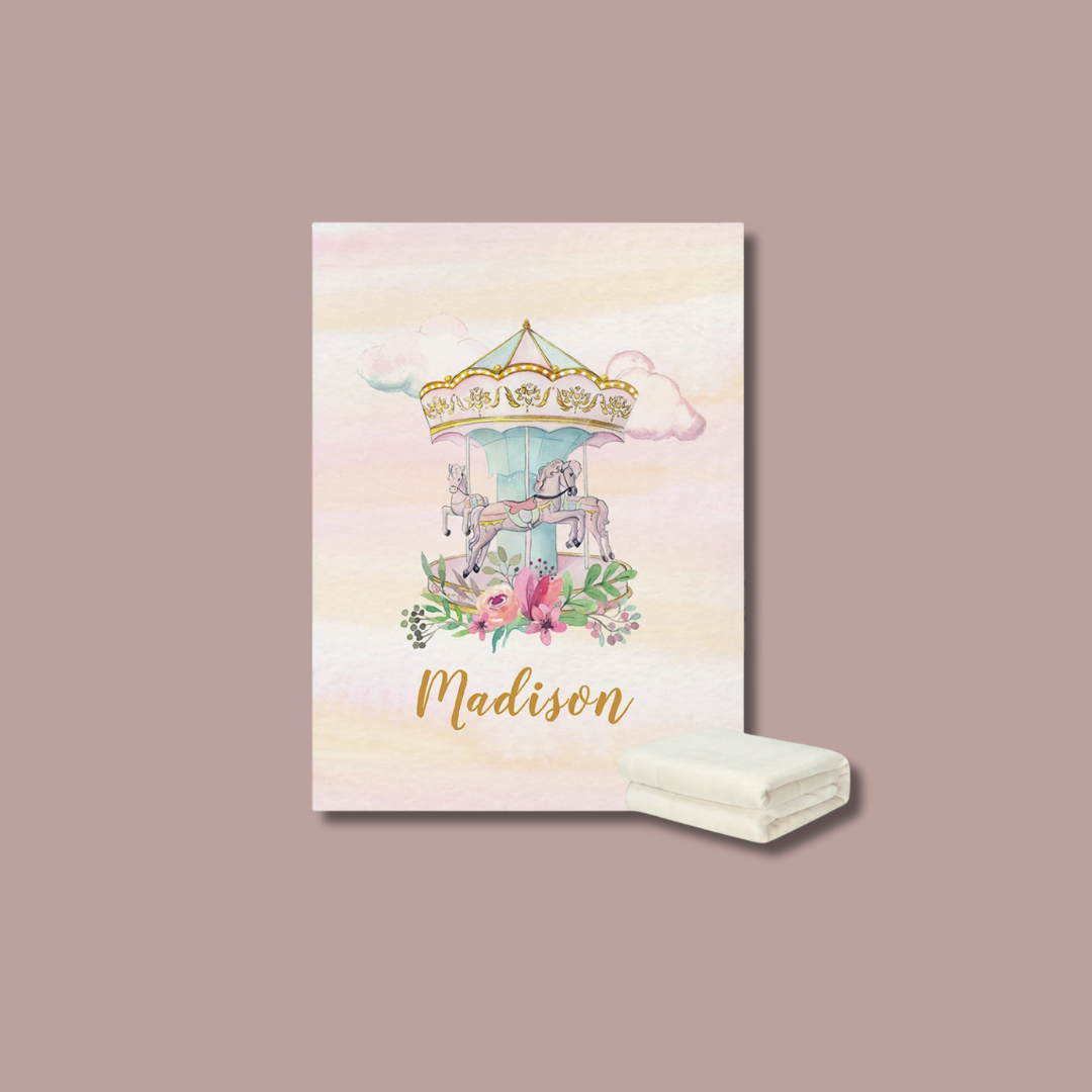 Personalized Floral Carousel Crib Bedding Set