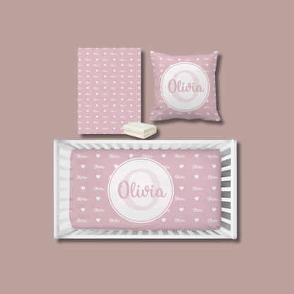Personalized Blush Crib Bedding Set