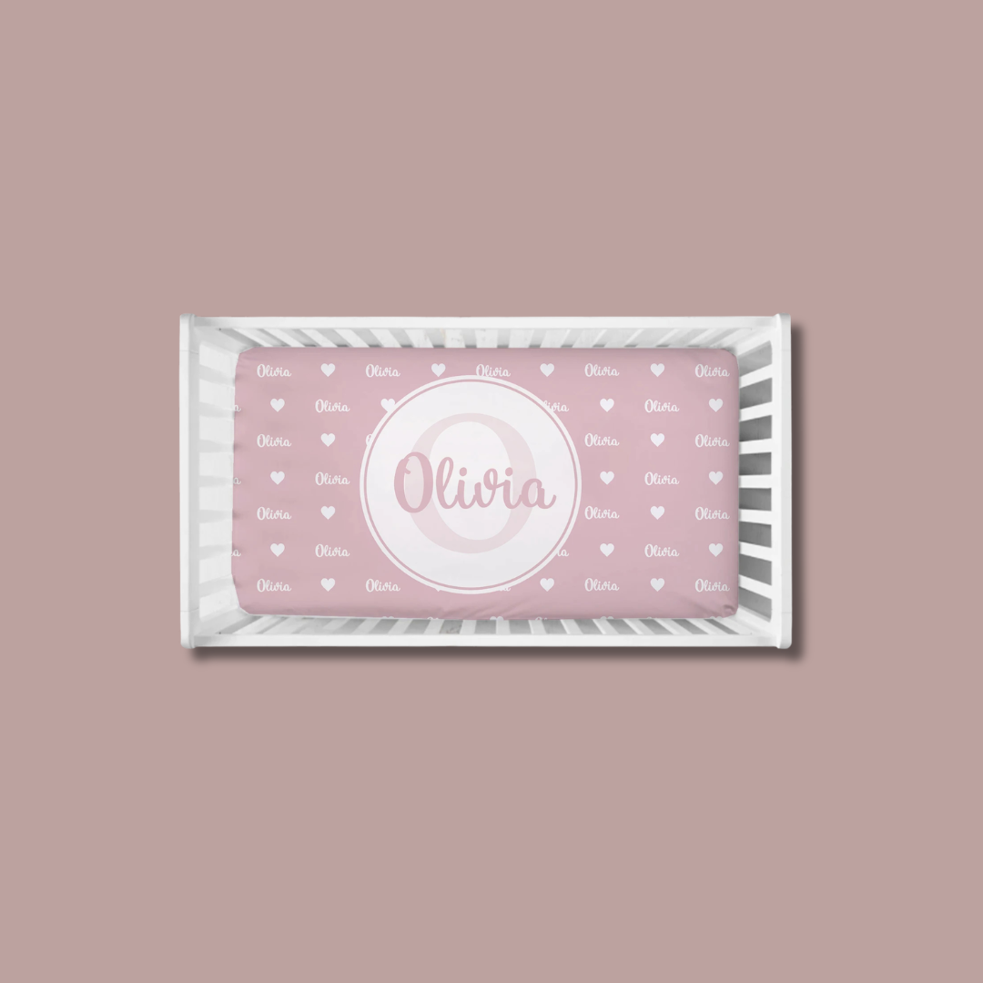 Personalized Blush Crib Bedding Set
